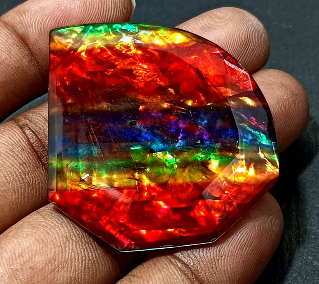 99 Ct Natural Ammolite Oval Opal-Like Organic Doublet Rare Loose GEMSTONE