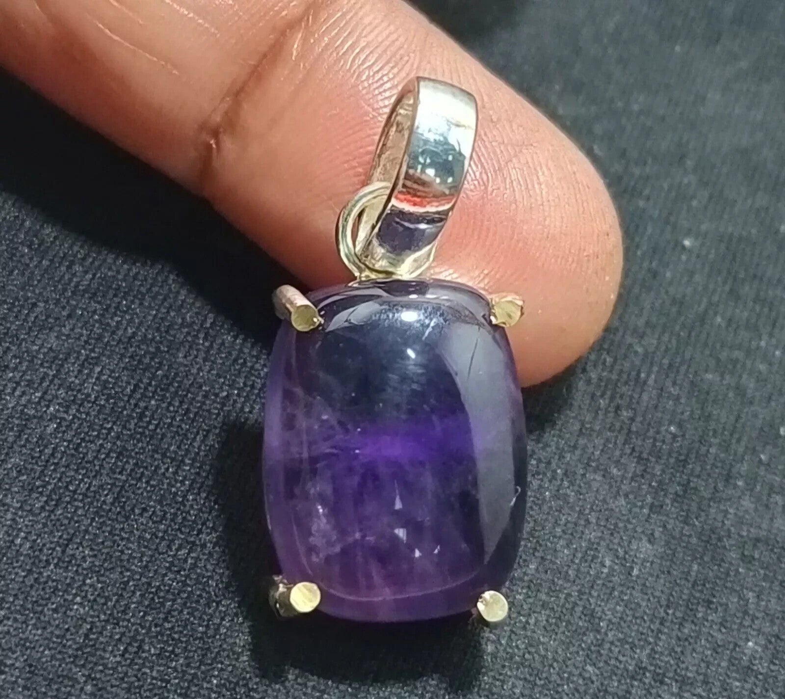 Flawless Natural PURPLE Amethyst 24.90 Ct Sterling Silver Cabochon A++ Pendant