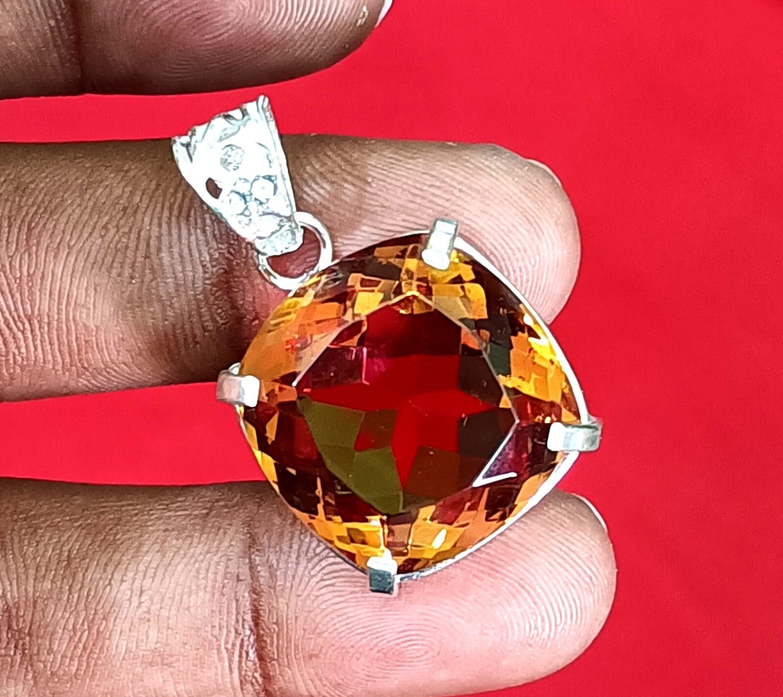 60.55 Ct Natural Zultanite 7 Color Pendant 925 Silver Loose Certified Gemstone
