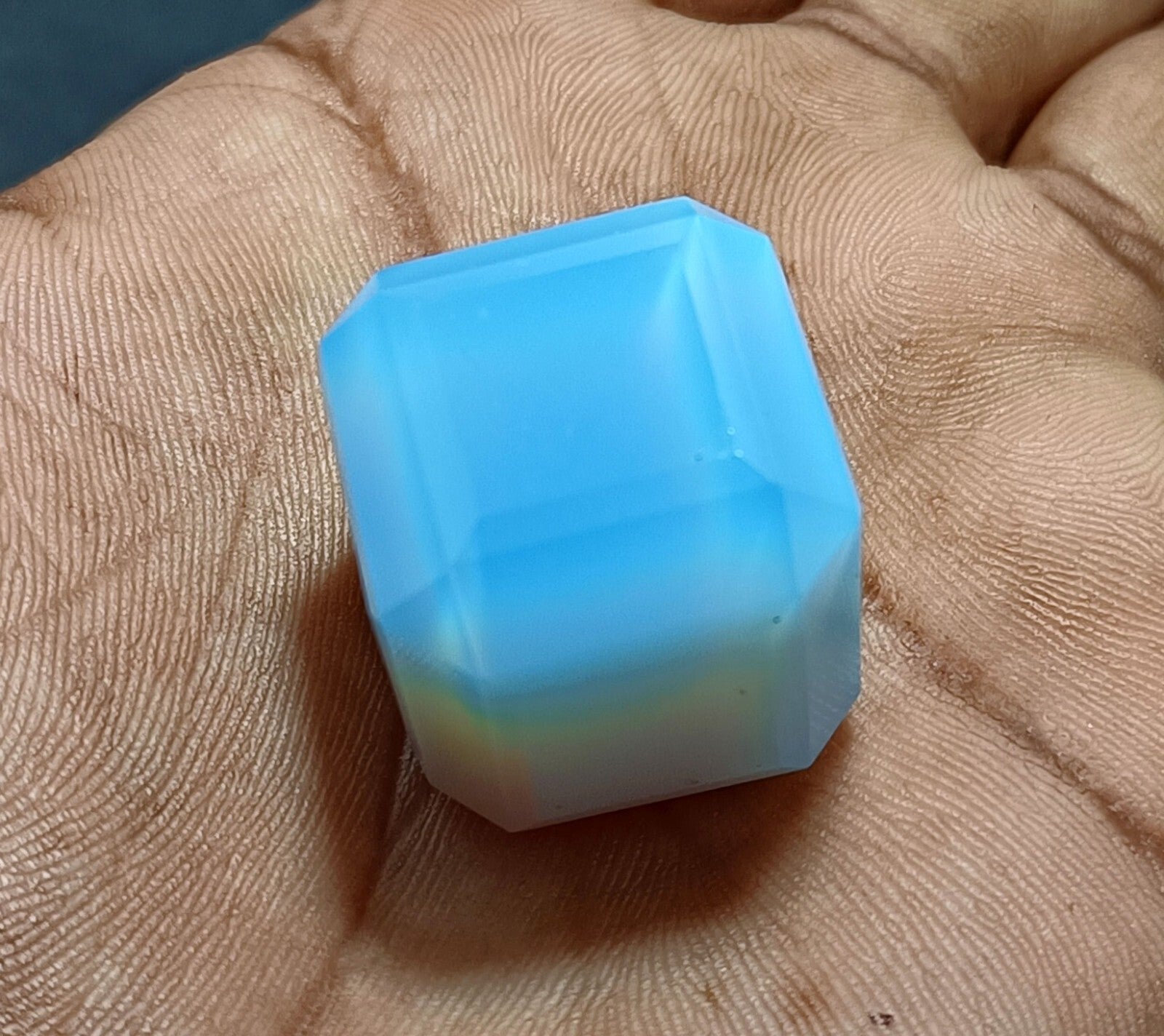 137.95 Ct Natural Blue Fire Opal Cube Cut Welo Australian EGL Certified Gemstone