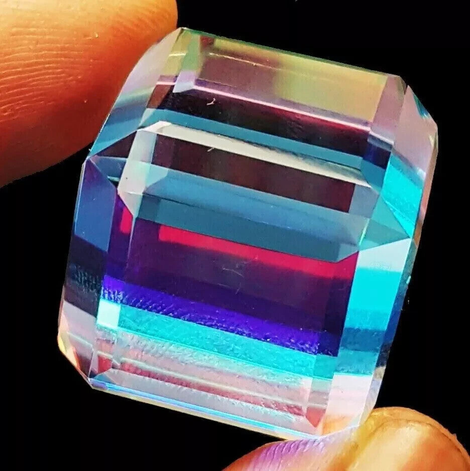 EGL Certified 165 Ct Natural Cube Cut Rainbow Color Mystic Quartz Loose Gemstone