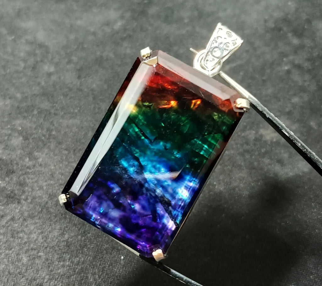 95.60 Ct Natural Ammolite Opal Doublet Pendant Multi-Color Rare Loose GEMSTONE