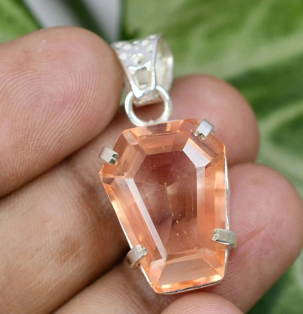 Fancy 20.60 Ct Natural Padparadscha Sapphire 925 Silver Pendant GIE Certified