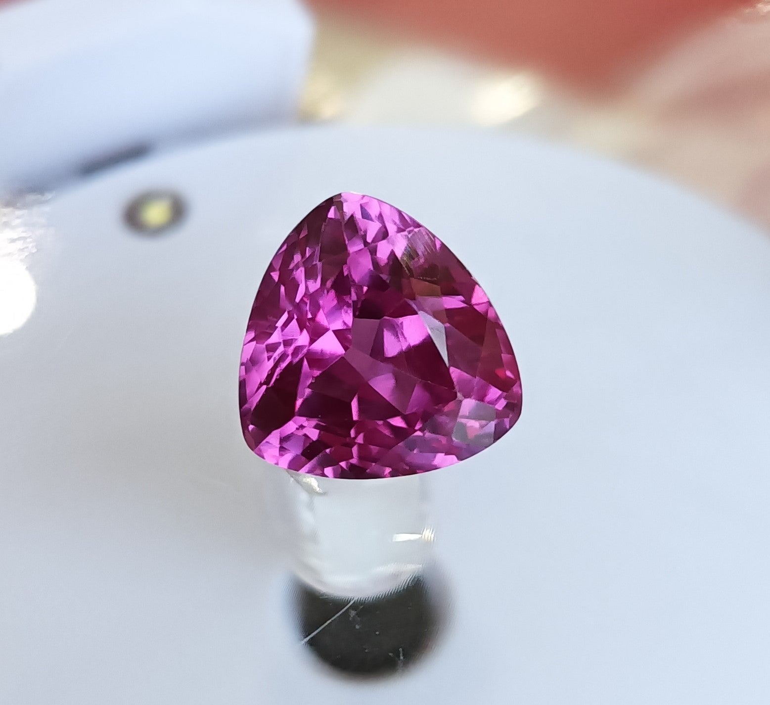 A++ TRILLION Cut NATURAL Ceylon Bi-Color Change Sapphire Loose GEMSTONE 11.85 Ct