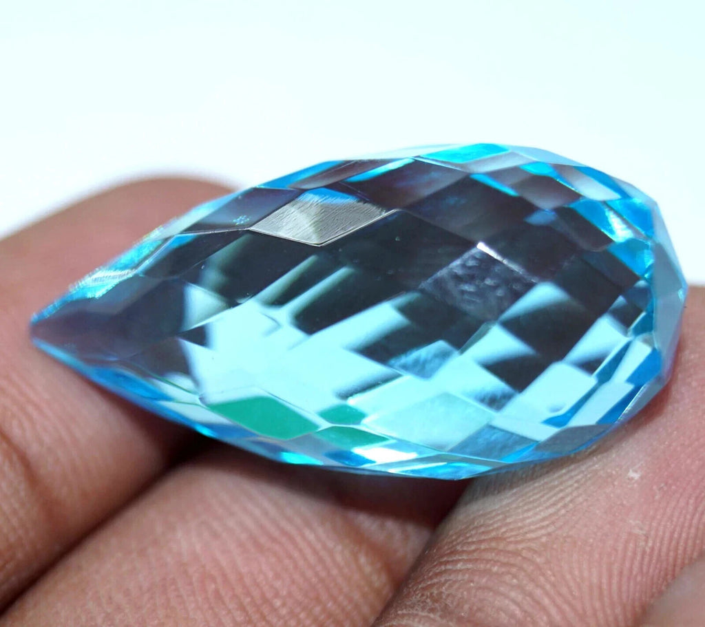 49.35 Ct Drop Cut Natural EGL Certified Brazilian Sky Blue Topaz Loose Gemstone