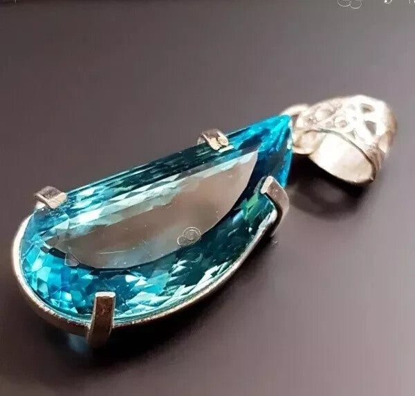 70.65Ct Blue Topaz Sterling Silver Certified Fancy Pendant For jewelry Gemstone