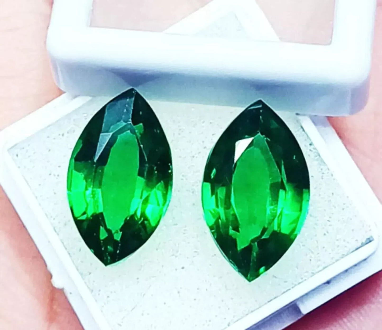 Natural Colombian Emerald Pair 19.65 Ct Loose Gemstone CERTIFIED Marquise Cut