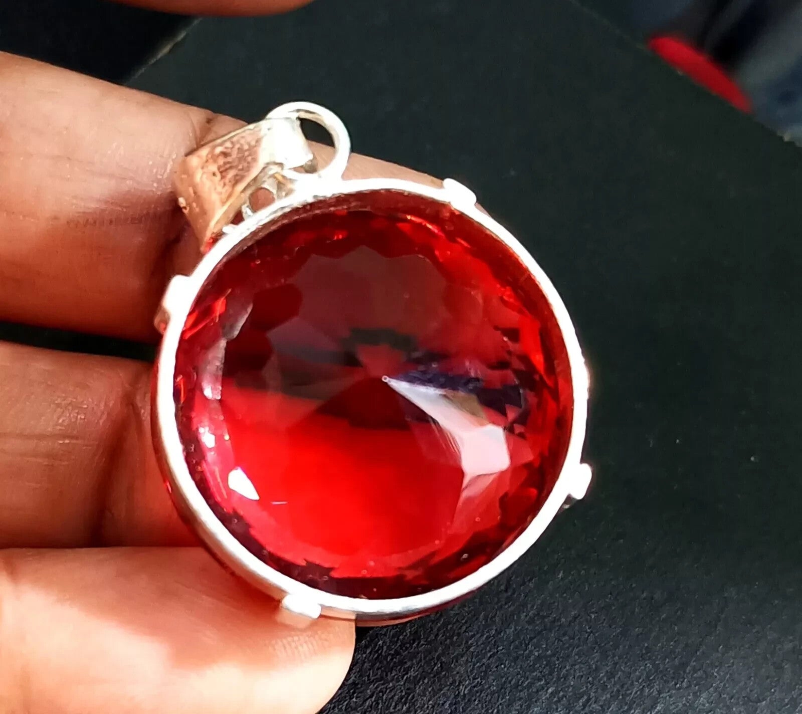 Certified Natural 77.05 Ct Brazilian Red Round Topaz Pendant Loose Gemstone