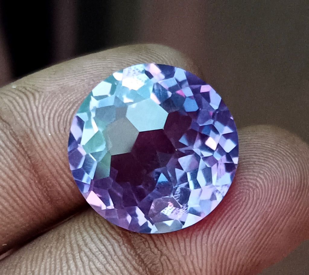 26 CT Certified Color Changing Natural Alexandrite Loose Gemstone Round Cut