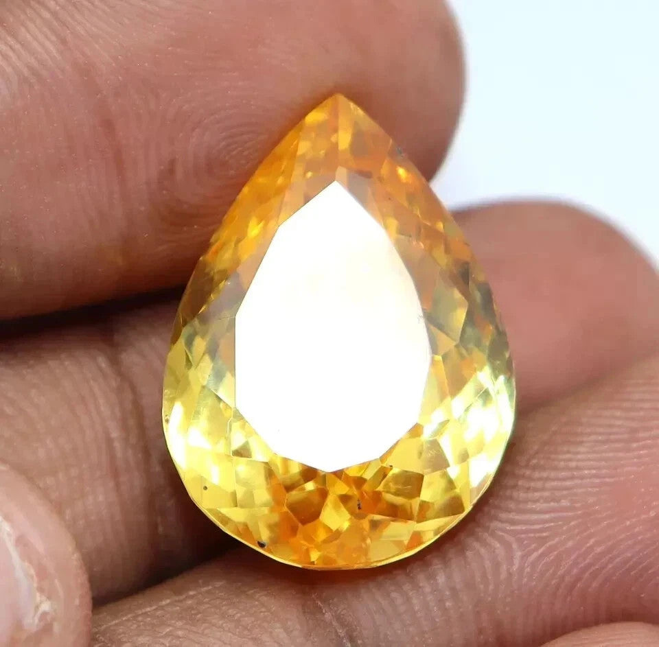 Certified 51 Ct NATURAL Yellow Pear Zircon Cambodian Facet Loose A+ GEMSTONE