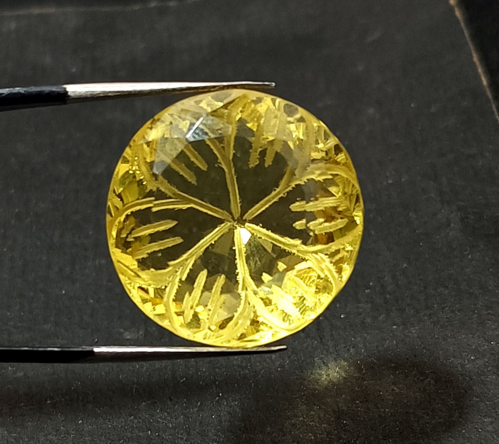 41.05 Ct Round Fine Cut EGL Certified Brazilian Lemon Color Topaz Loose Gemstone