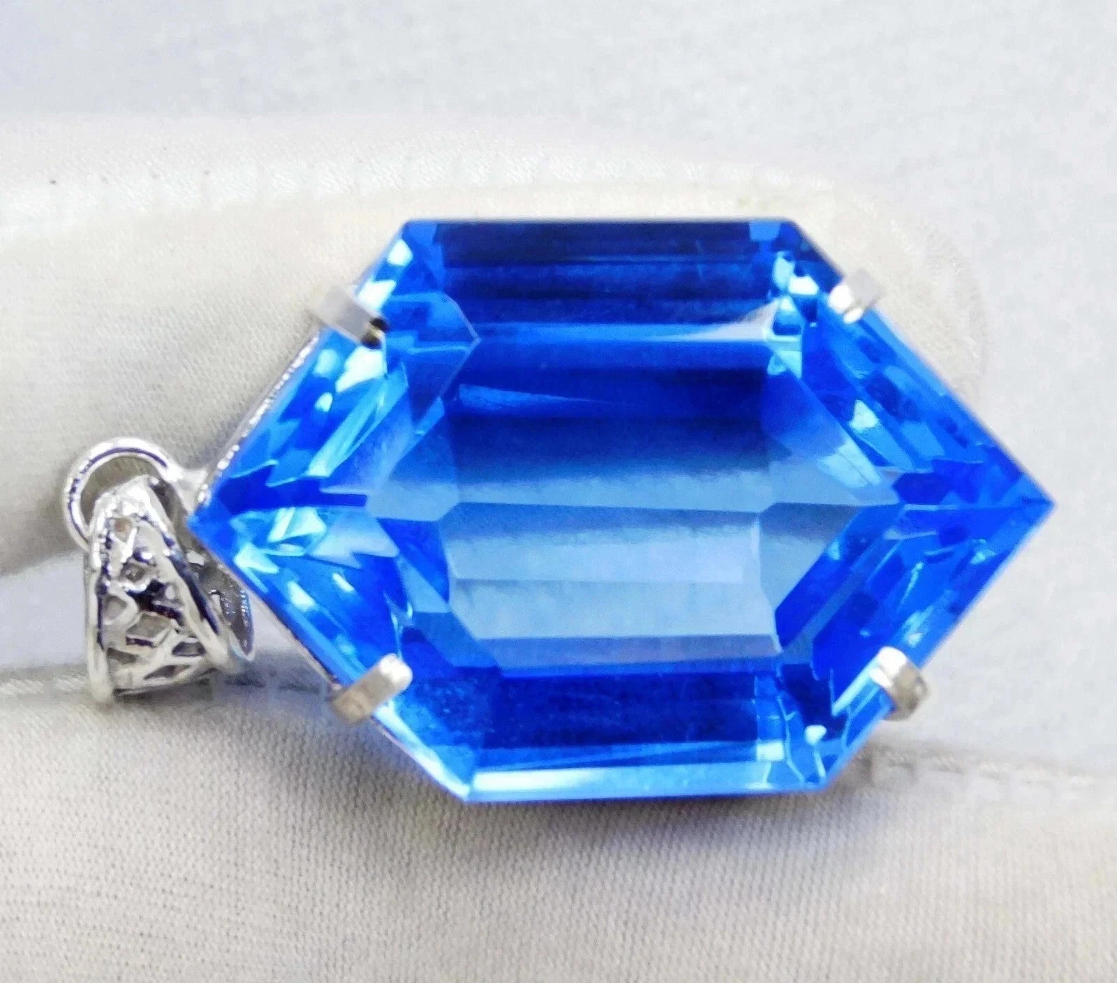 50 Ct+ Natural Blue Fancy Topaz 925 Solid Sterling Silver Pendant
