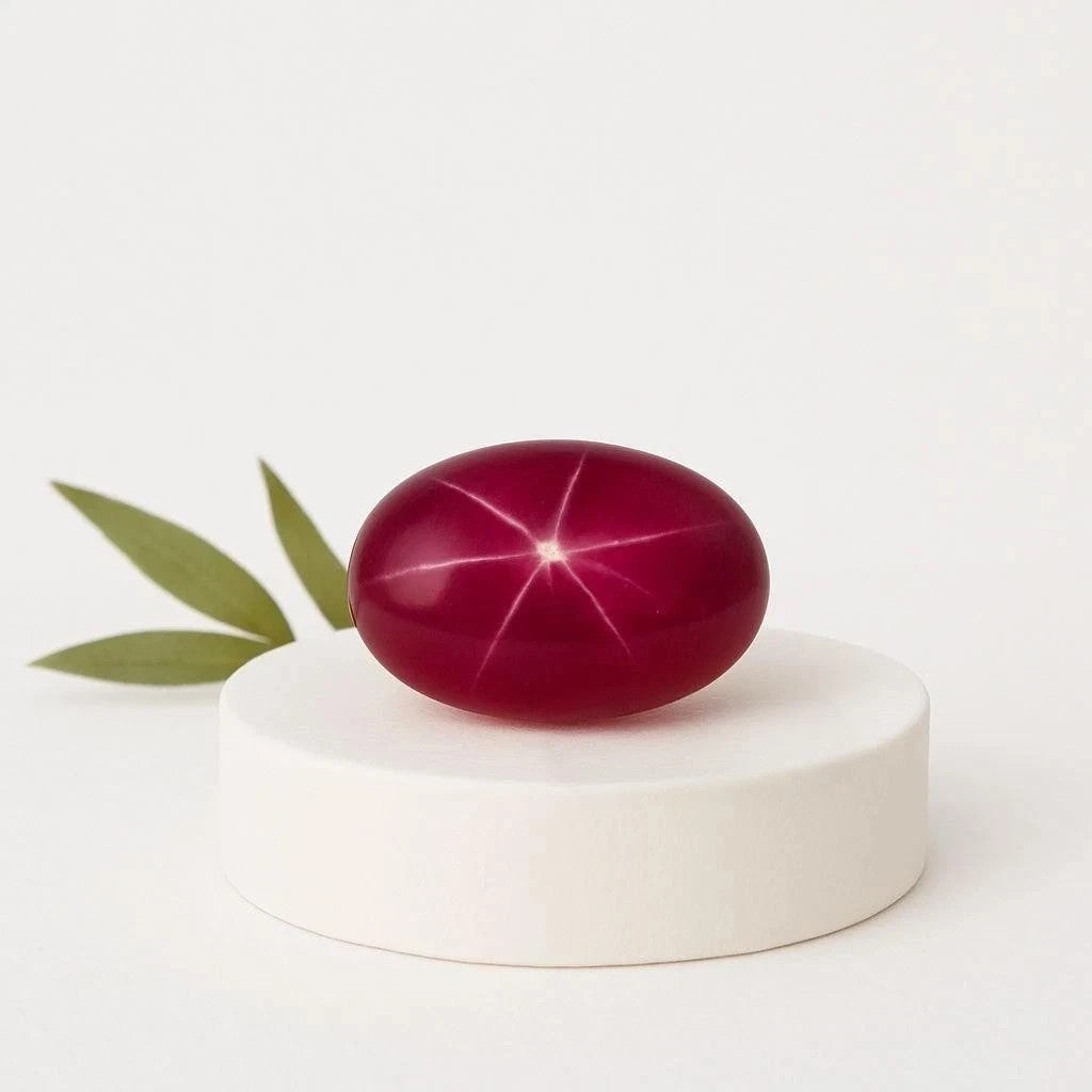 Loose 6 Rays Natural Red Star Ruby 2.45 Ct Certified Gemstone Timeless Jewelry