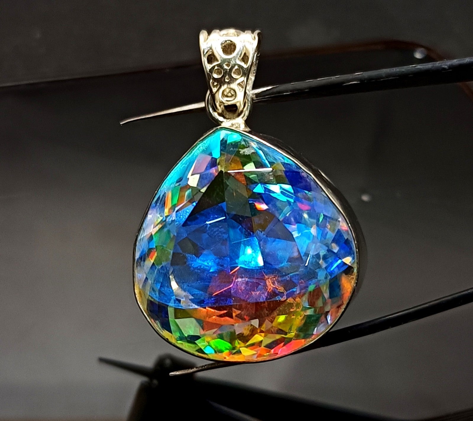 82.50 Ct GIE Certified Natural Mystic 925 Solid Silver Pendant Loose Gemstone