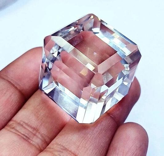 100 Ct Cube Cut Natural EGL Certified Brazilian White Color Topaz Loose Gemstone