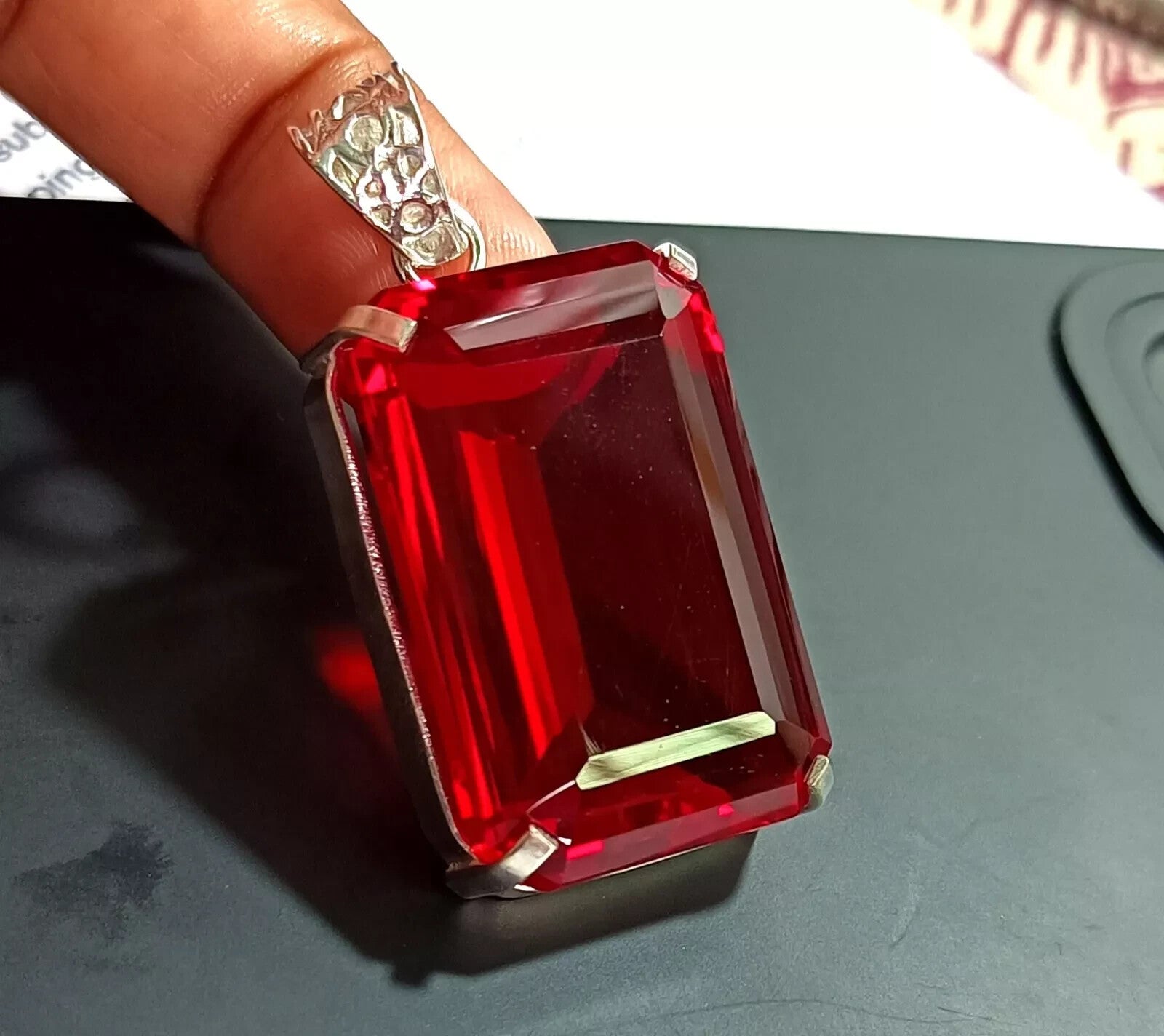 95.50Ct Certified Natural Topaz 925 Solid Silver Emerald Pendant Loose Gemstone