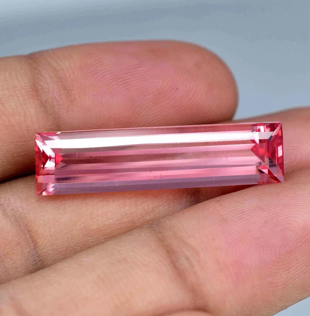 Baguette Cut 21.28 Ct Natural Padparadscha Sapphire Loose Gemstone Certified