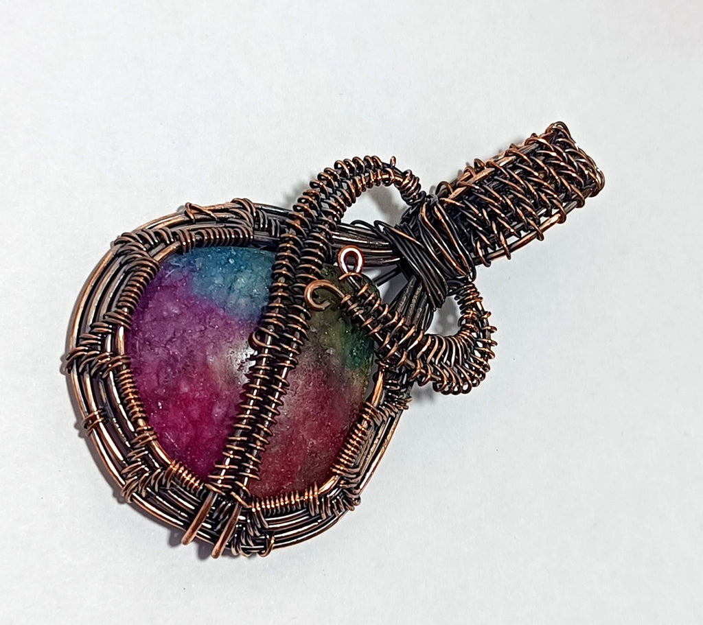 95.60 Ct Solar Quartz Copper Wire Wrapped Handmade jewelry Pendant