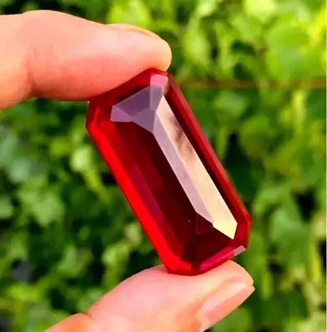 96.4 Ct Burmese Certified Natural Red Ruby Flawless Emerald Cut Loose Gemstone