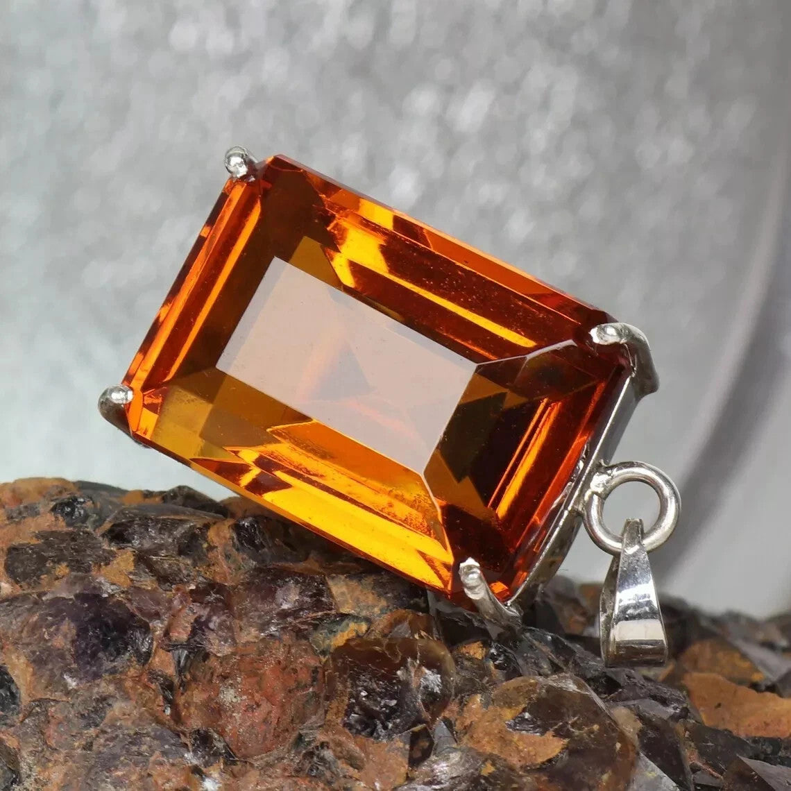 70 Ct Pleasing NATURAL Citrine Topaz Gems 925 Sterling Silver Handmade Pendant