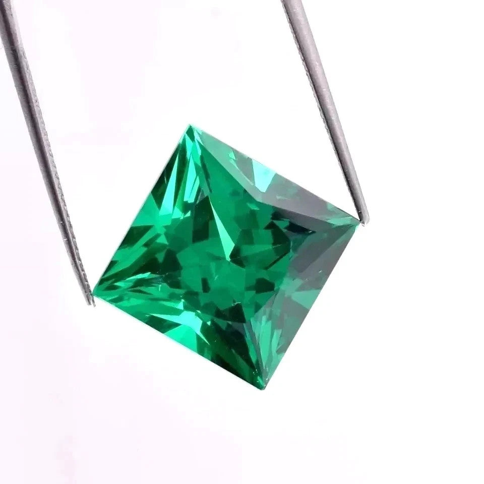 GIE Certified 7.67 Ct Princess Natural Colombian Green Emerald Loose Gemstone