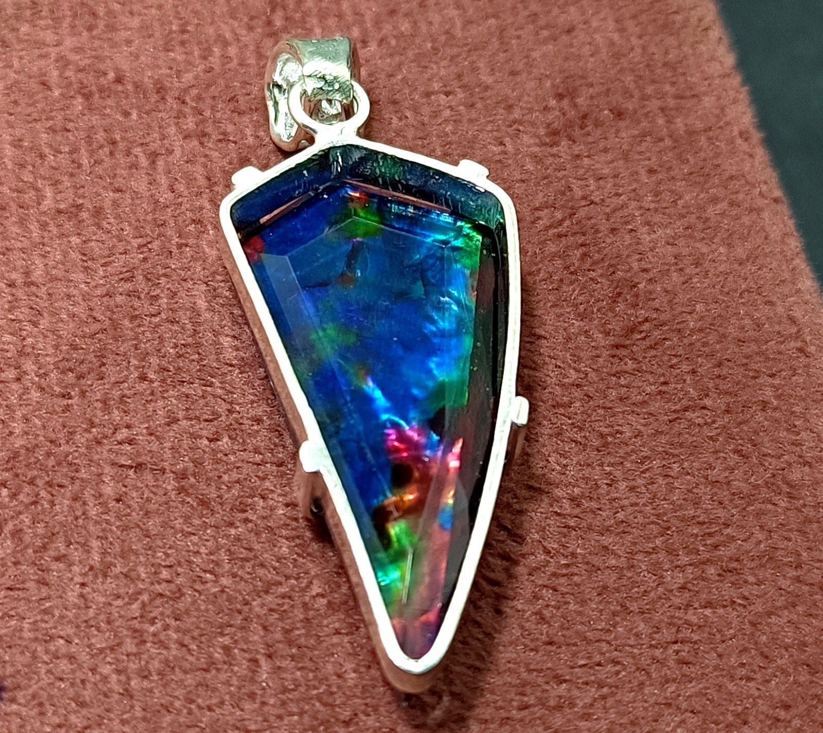 49.25 Ct Natural Ammolite Opal Doublet Pendant Multi-Color Rare Loose GEMSTONE