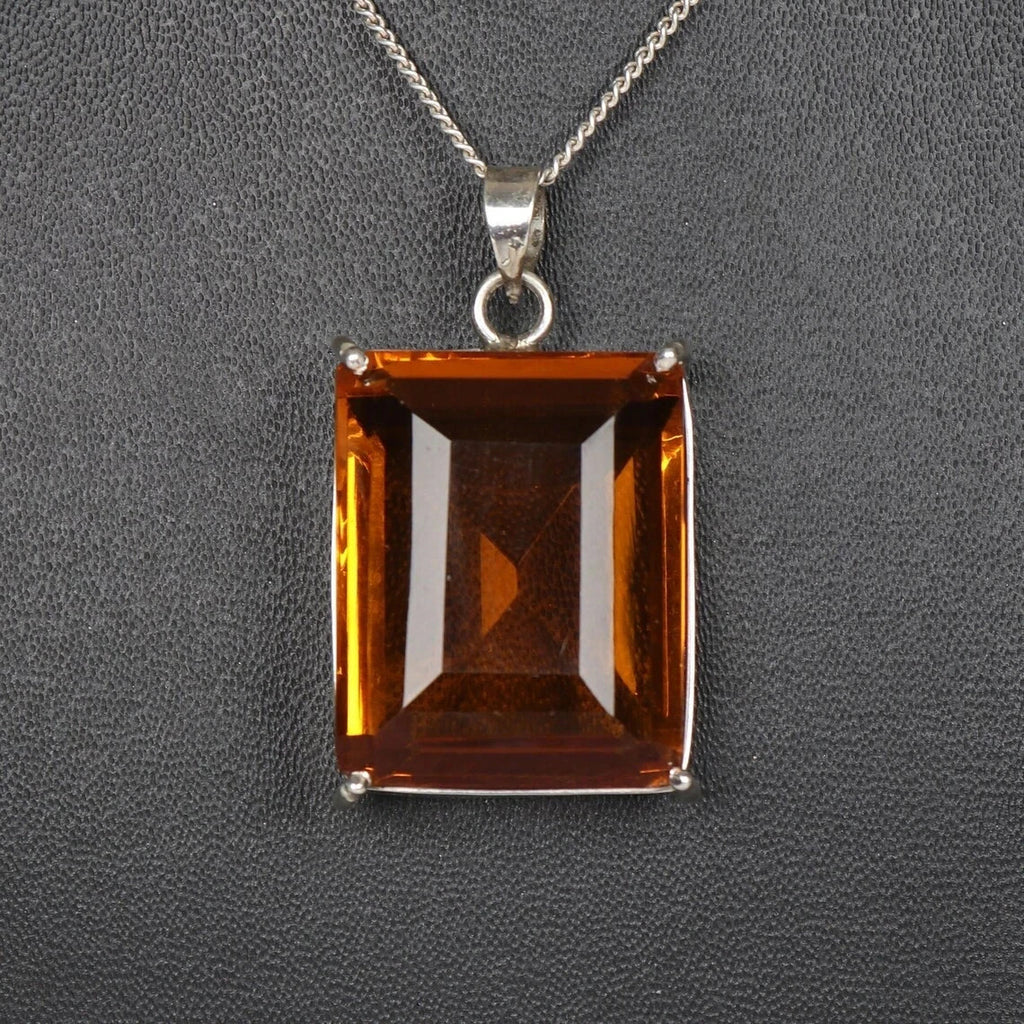 70 Ct Pleasing NATURAL Citrine Topaz Gems 925 Sterling Silver Handmade Pendant