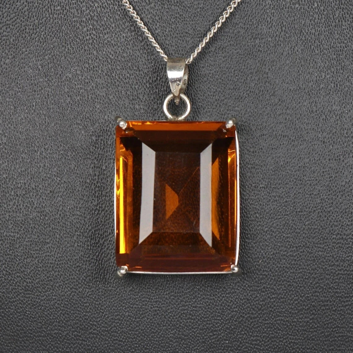 70 Ct Pleasing NATURAL Citrine Topaz Gems 925 Sterling Silver Handmade Pendant