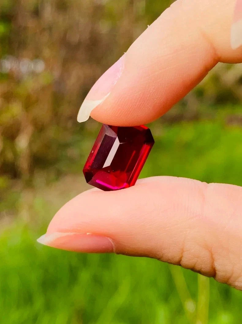 Natural Mozambique Blood Ruby 12.00 Ct Emerald Cut Loose GEMSTONE GIE Certified