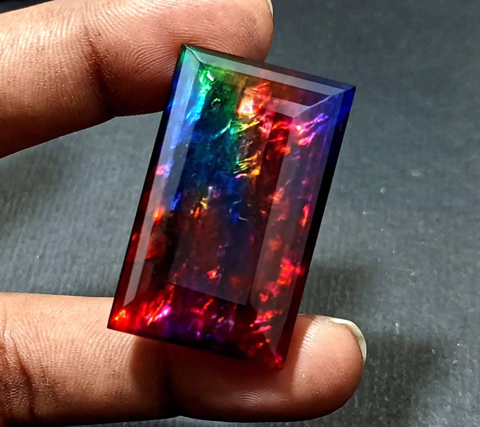 89 Ct Natural Ammolite Opal-Like Organic Doublet CERTIFIED Loose GEMSTONE