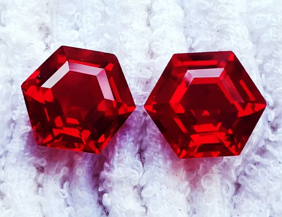 11 mm 18 Ct Natural Red Ruby CERTIFIED Loose Gemstone Hexagon Cut Pair H02