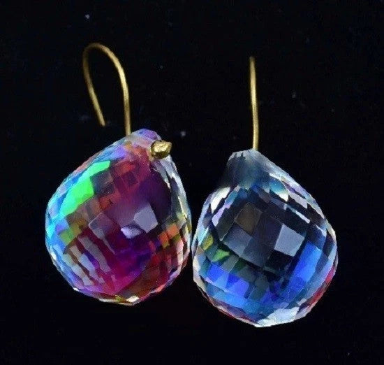 105 Ct Natural Mystic Quartz 925 Sterling Silver Earring Certified Women Gift