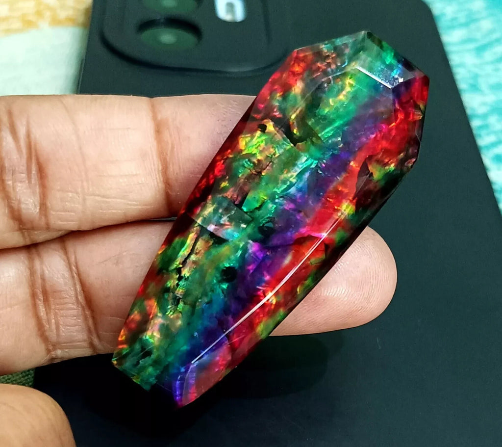 59.49 Ct Natural Ammolite Opal-Like Organic Fancy Doublet Loose Rare GEMSTONE
