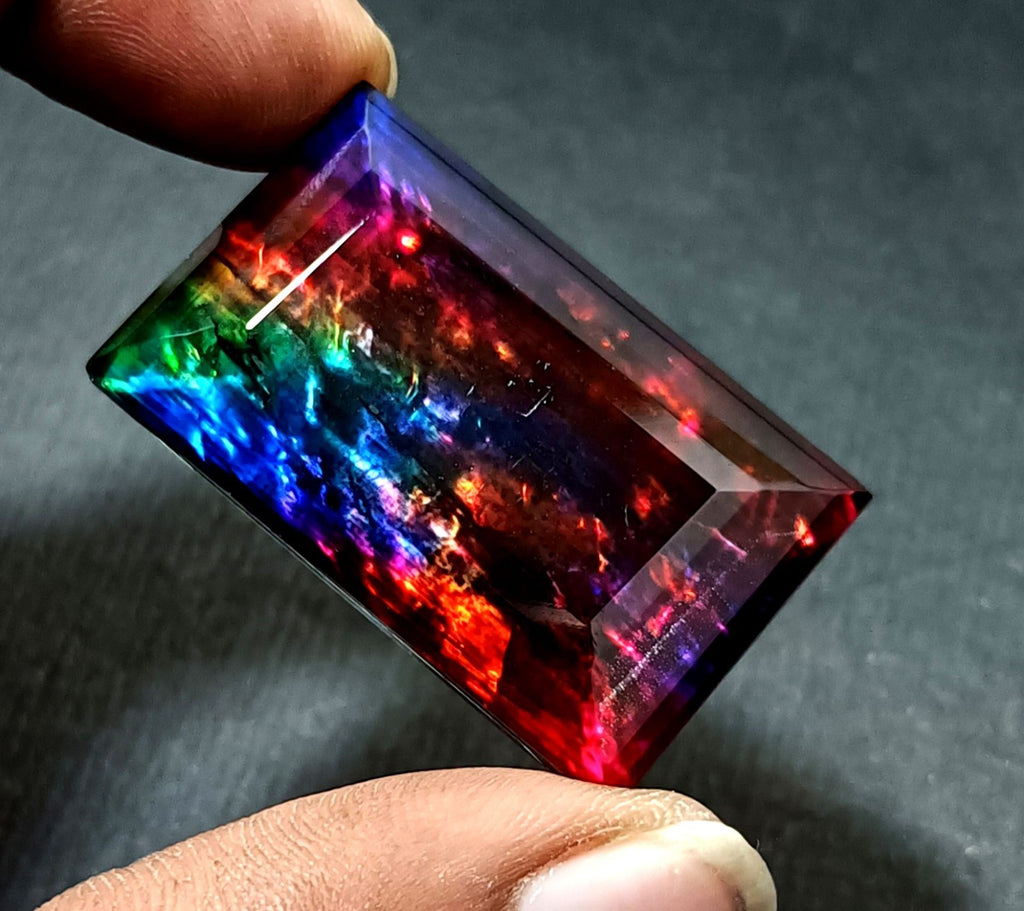 89 Ct Natural Ammolite Opal-Like Organic Doublet CERTIFIED Loose GEMSTONE