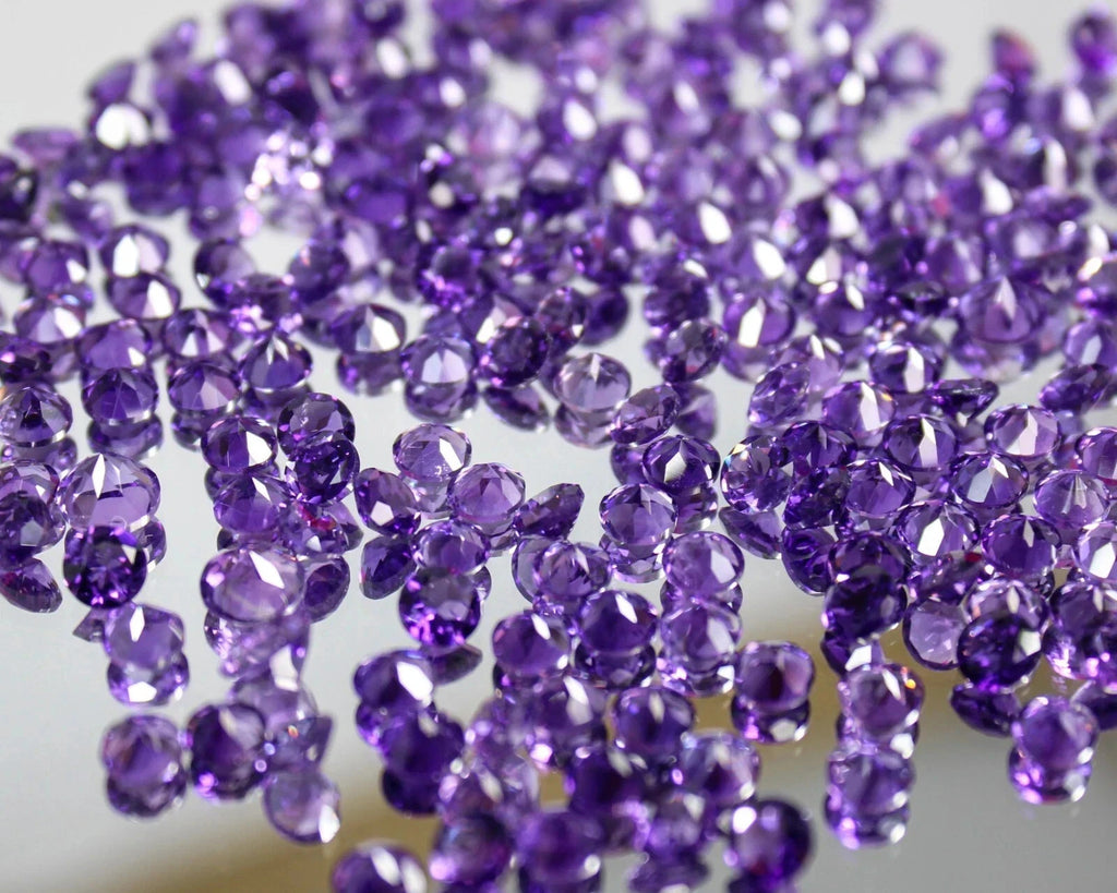 4 MM Round Natural Amethyst Faceted 15 Pcs Lot Bulk Jewelry Making Gemstone