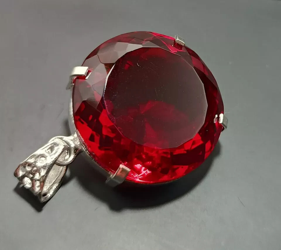 Certified Natural 100 Ct Brazilian Red Round Topaz Pendant Loose Gemstone