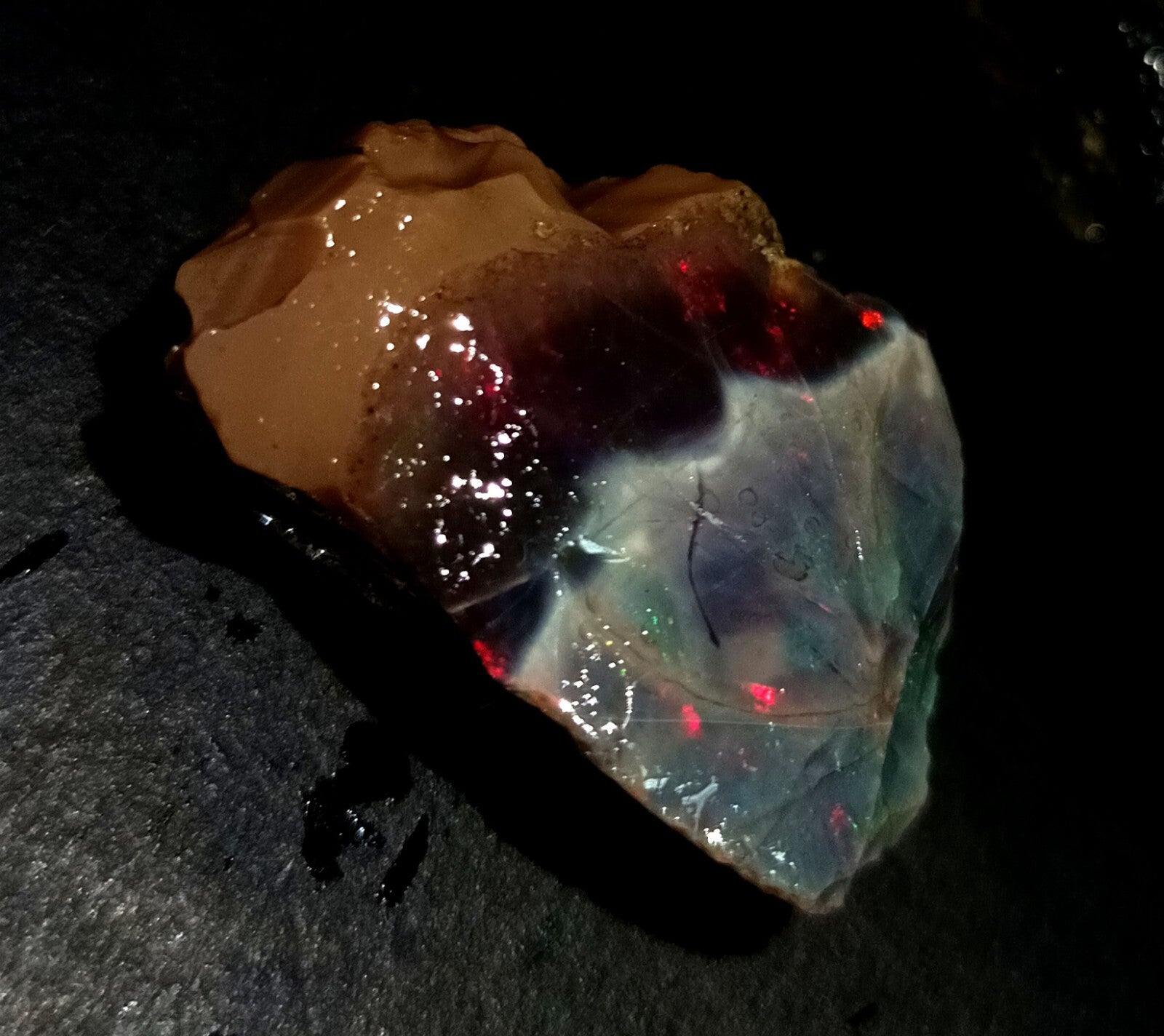 A++Play of Color 61.25 Ct Natural Ethiopian Black Opal Welo Rough LOOSE GEMSTONE