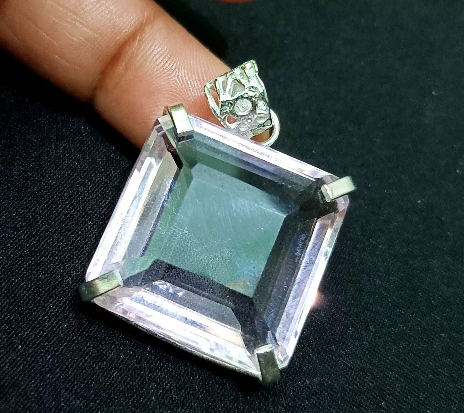 83.90 Ct Certified Natural Topaz 925 Solid Silver Square Pendant Loose Gemstone