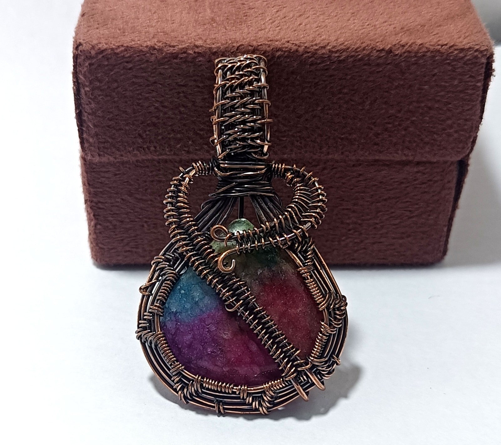 95.60 Ct Solar Quartz Copper Wire Wrapped Handmade jewelry Pendant