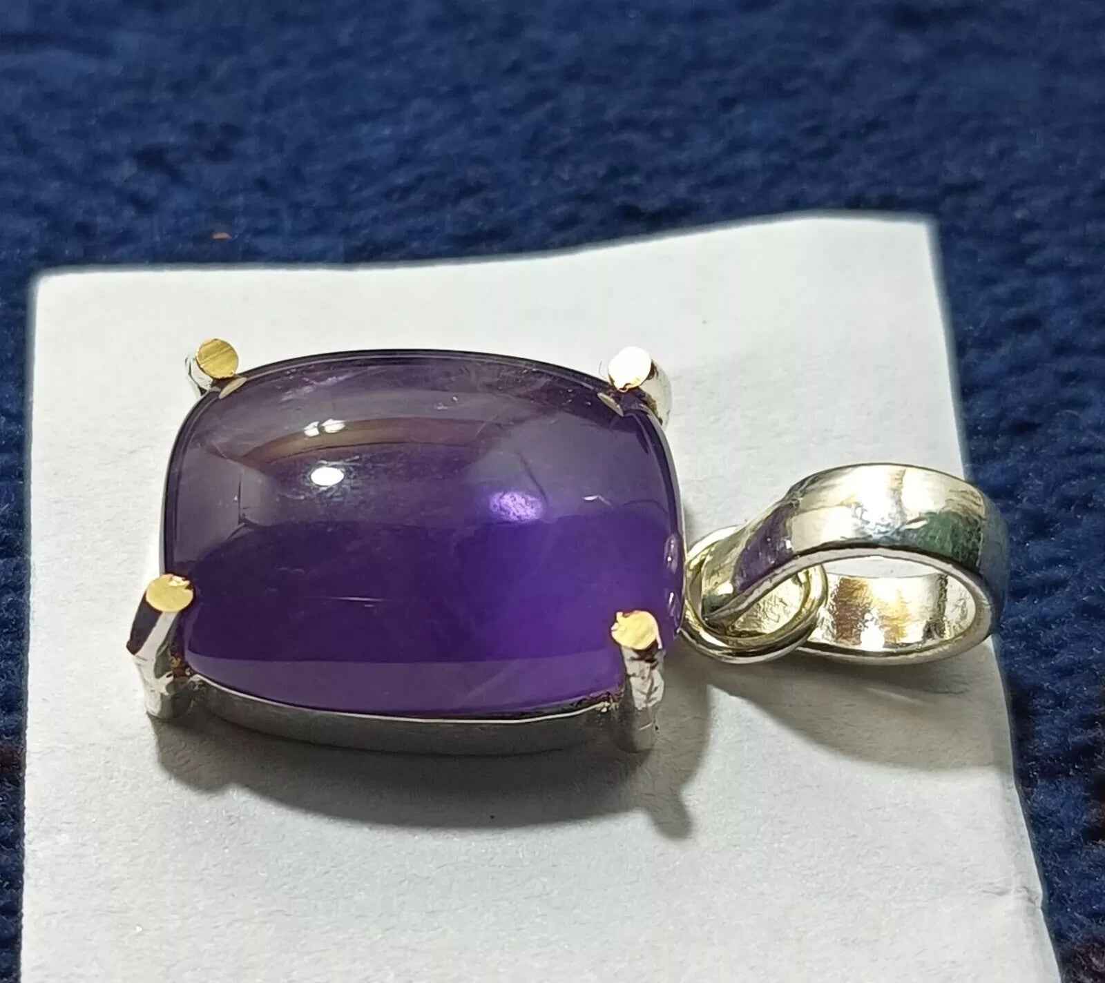 Flawless Natural PURPLE Amethyst 24.90 Ct Sterling Silver Cabochon A++ Pendant