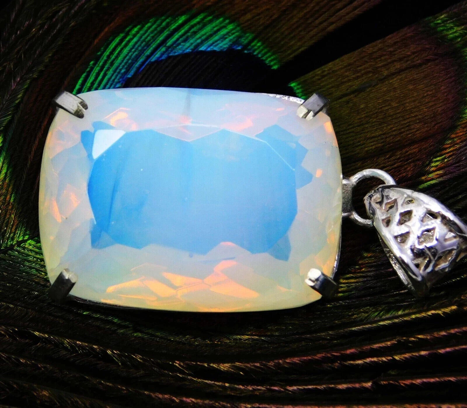 74 CT EGL Certified Natural Welo Opal 925 Solid Silver Pendant Loose Gemstone