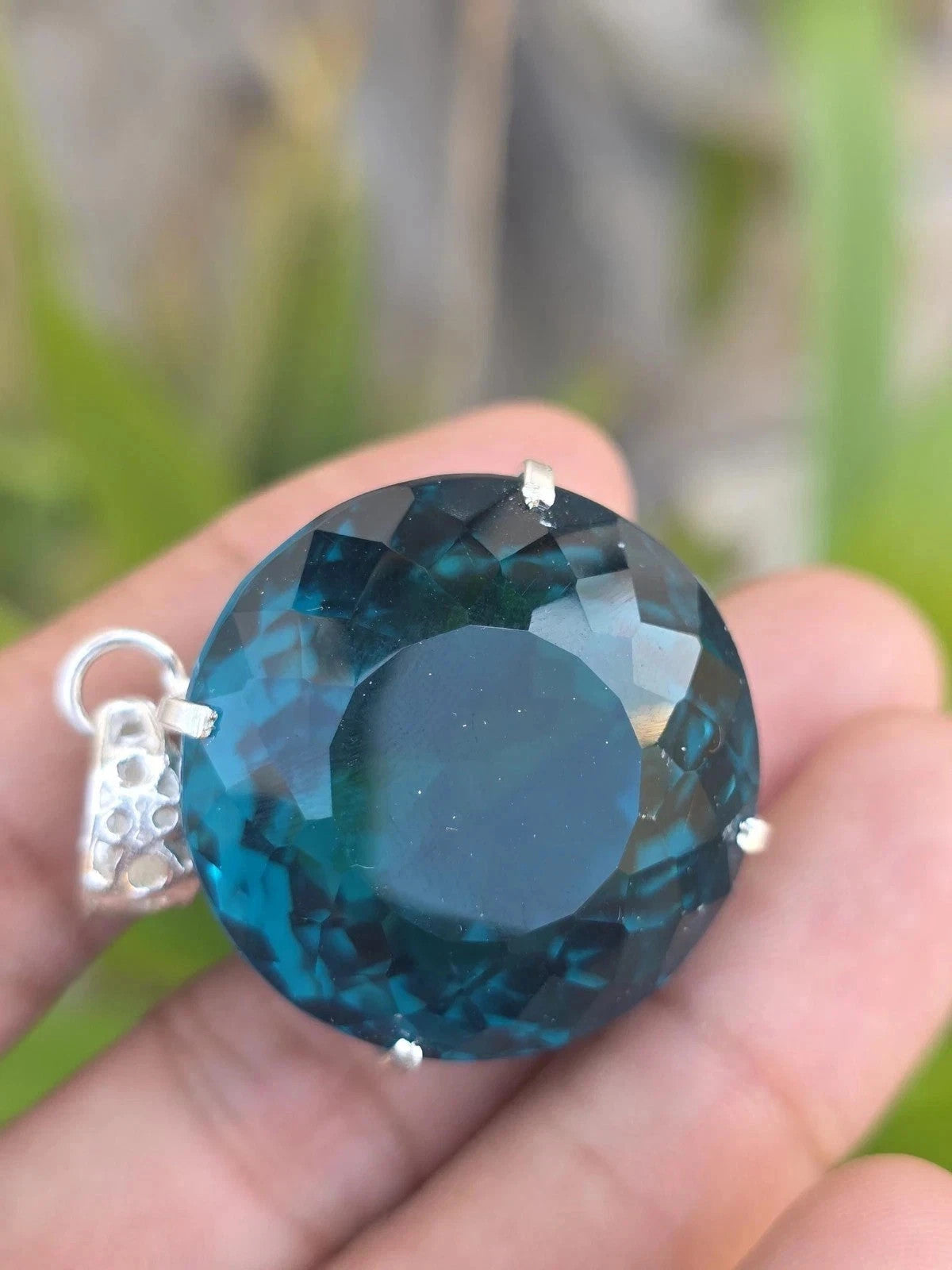 81.50 Ct London Blue Topaz Pendant Sterling Silver Pendant Gemstone Jewelry