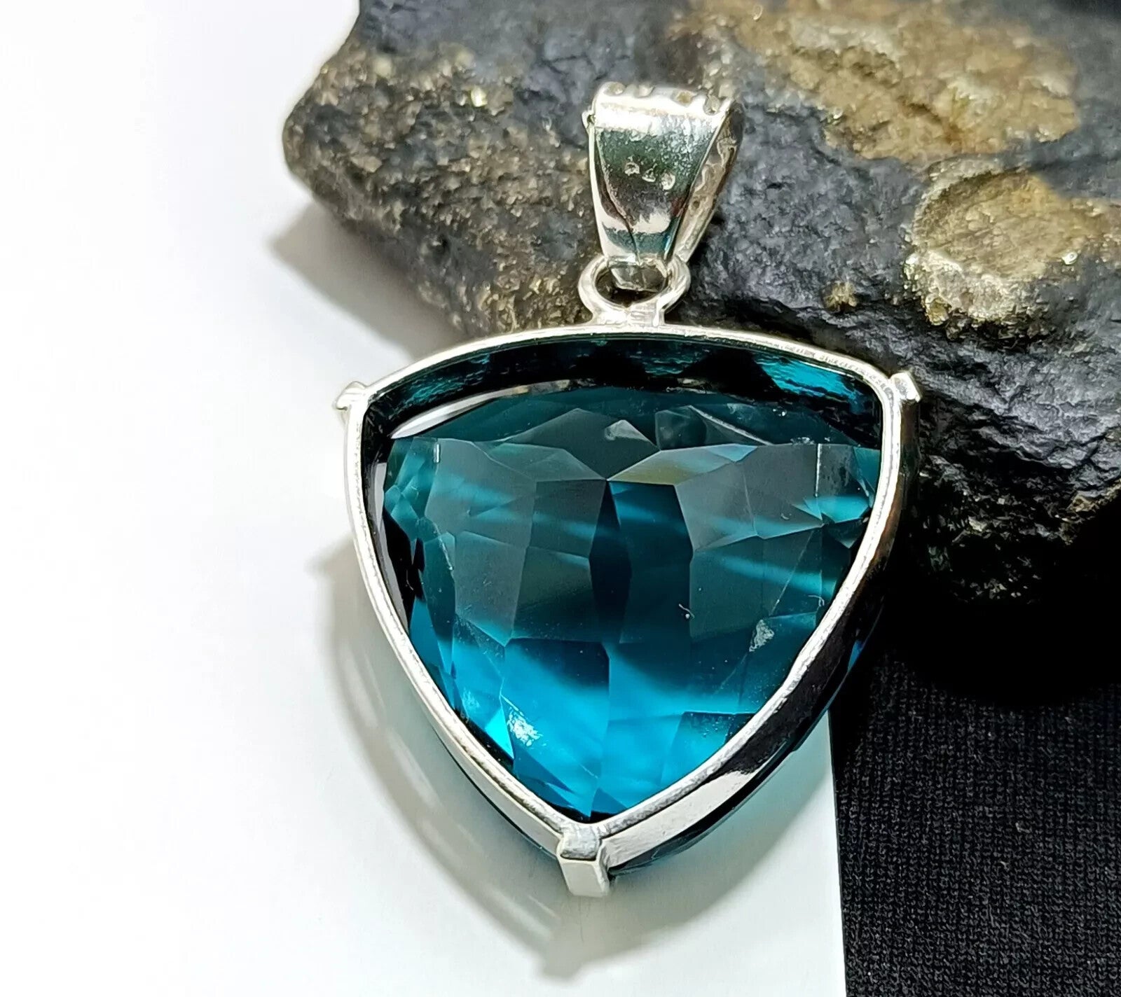 London Blue Topaz Pendant 925 Sterling Silver Pendant Gemstone Jewelry 56.50 Ct
