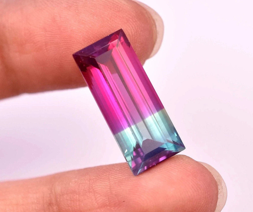 12.40 Ct Natural Bio- Color Tourmaline Emerald Cut Certified Loose Gemstone