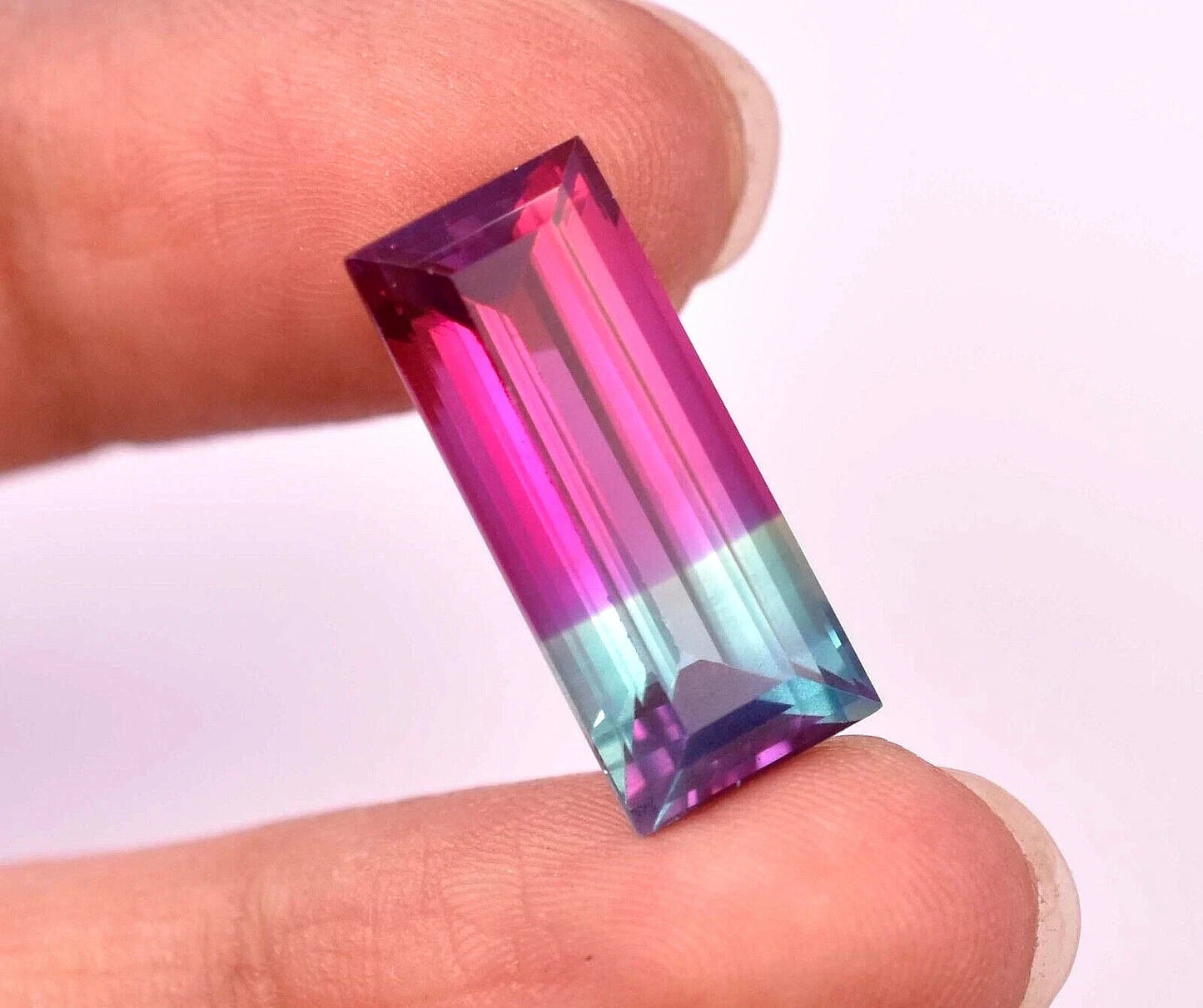 12.40 Ct Natural Bio- Color Tourmaline Emerald Cut Certified Loose Gemstone