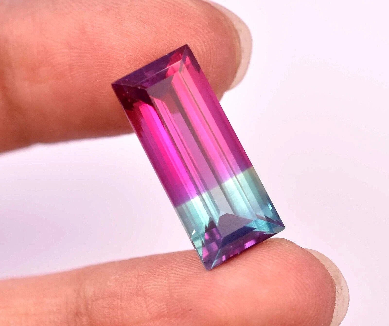 12.40 Ct Natural Bio- Color Tourmaline Emerald Cut Certified Loose Gemstone