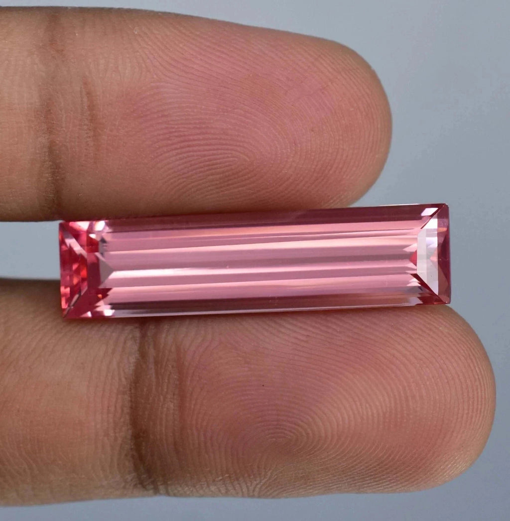 Baguette Cut 21.28 Ct Natural Padparadscha Sapphire Loose Gemstone Certified