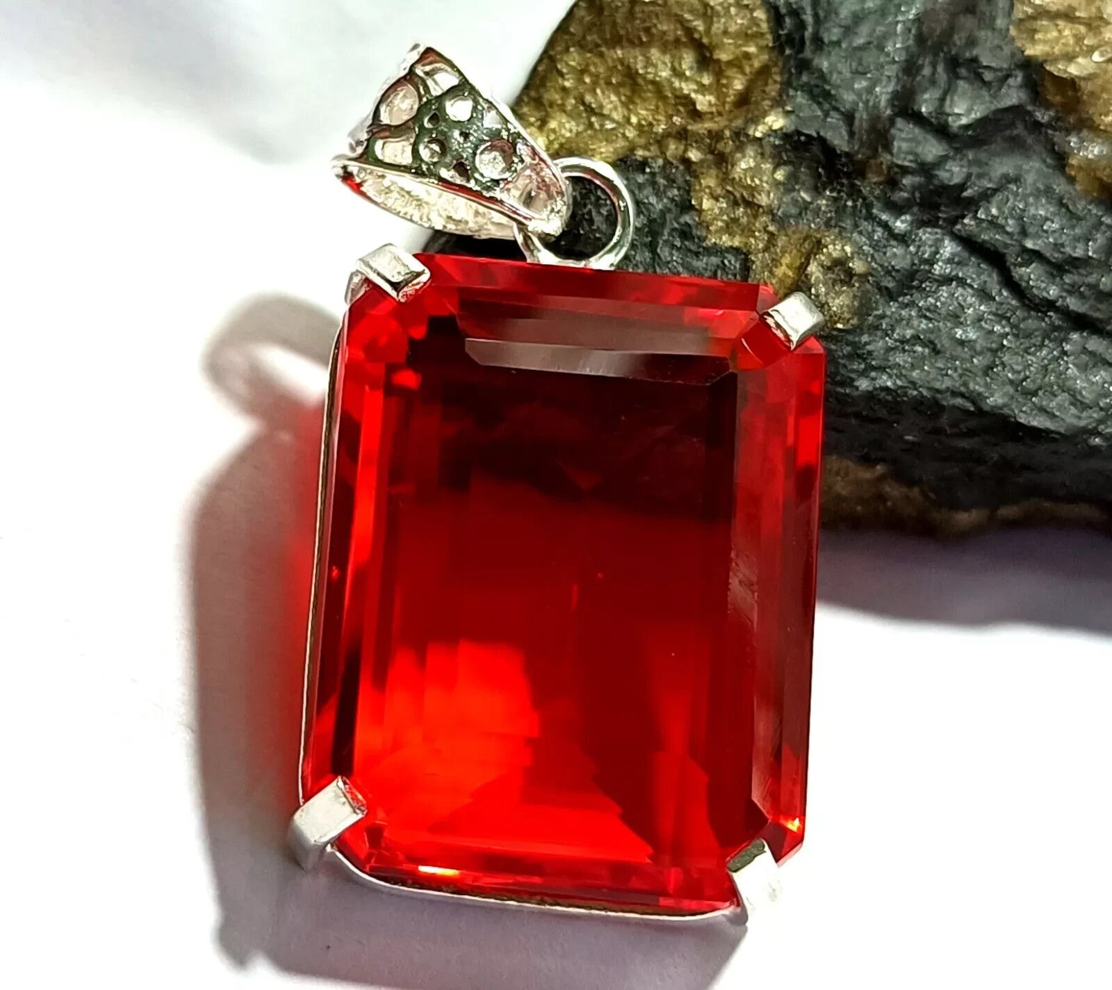 87.15 Ct Certified Natural Topaz 925 Solid Silver Emerald Pendant Loose Gemstone