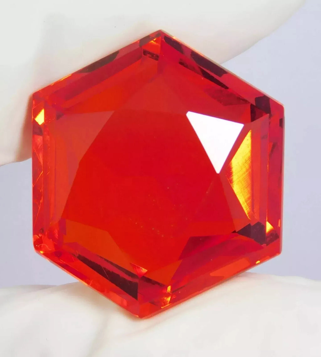 Certified Natural 75.80 Ct Mexican Fire Opal Orange Hexagon Cut Gemstone