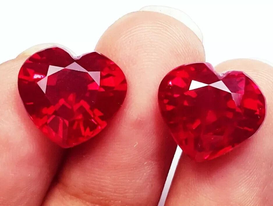 18 Ct Natural Red Ruby Excellent Heart Cut Certified Pair Loose Gemstone H15